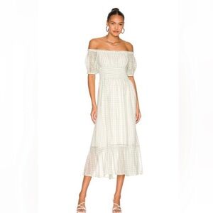 MINKPINK Women’s Light Green Check Oxley Midi Dress